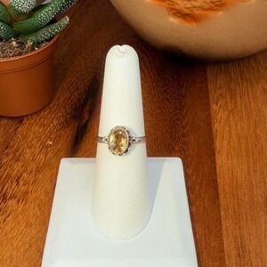 Dainty Citrine Ring - Size 7 - .925 Sterling Silver